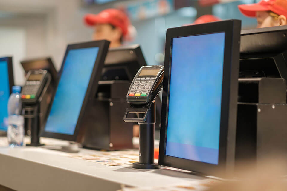 Several POS machines on a counter