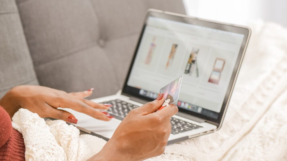 A woman shopping online