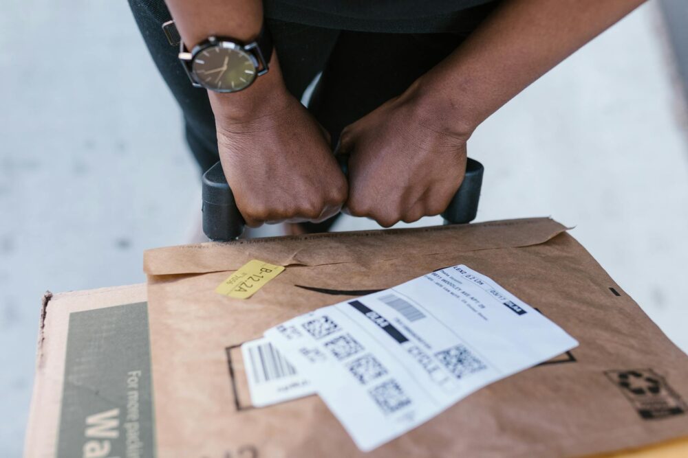 A package with a tracking number